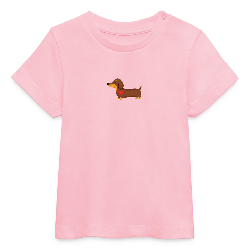 Bio Baby T-Shirt "Dackel mit Herz" - Hellrosa