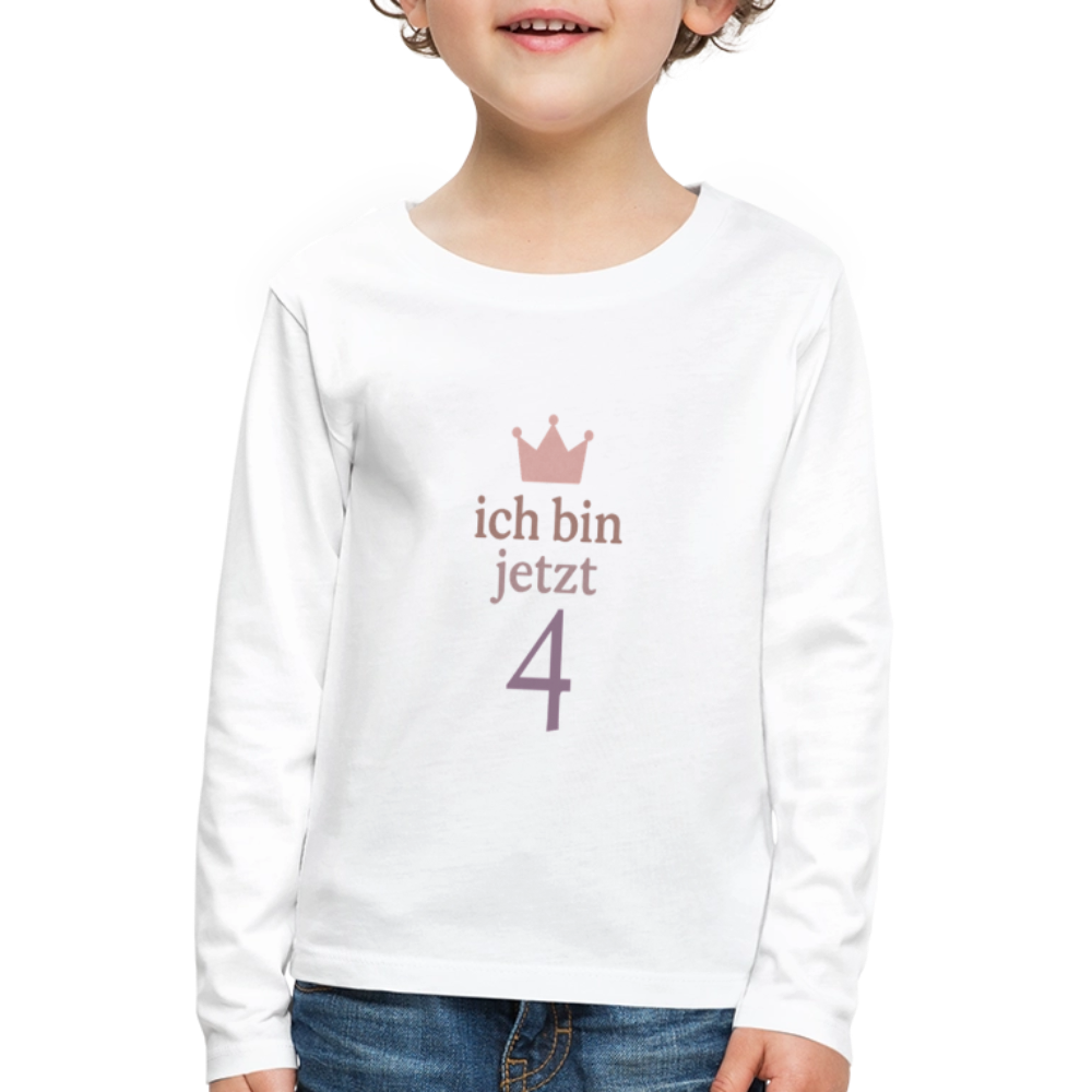 Kinder Langarmshirt "ich bin jetzt vier" - Weiß