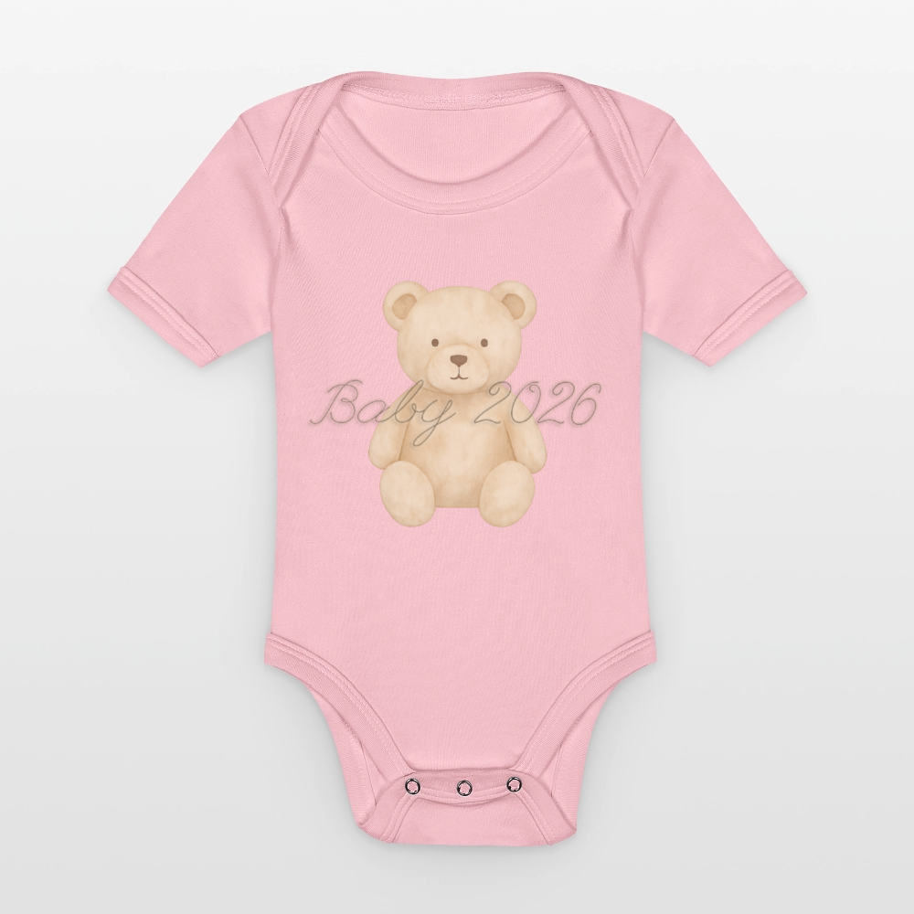 Bio Baby Kurzarm-Body "Baby 2026" - Hellrosa