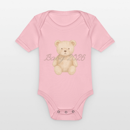 Bio Baby Kurzarm-Body "Baby 2026" - Hellrosa