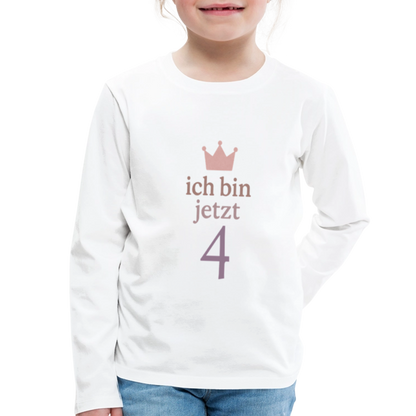Kinder Langarmshirt "ich bin jetzt vier" - Weiß