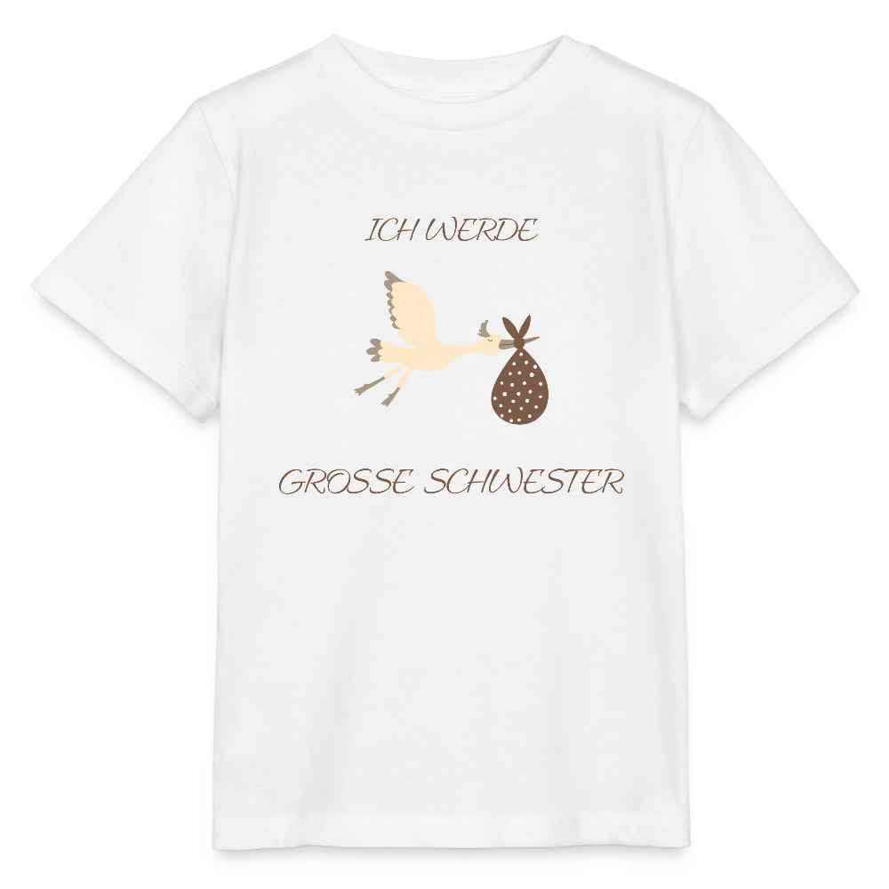 Bio Kinder T-Shirt "Ich werde grosse Schwester" - Weiß