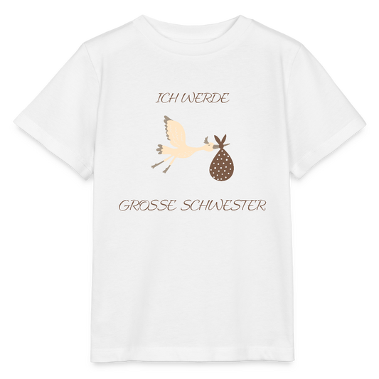 Bio Kinder T-Shirt "Ich werde grosse Schwester" - Weiß