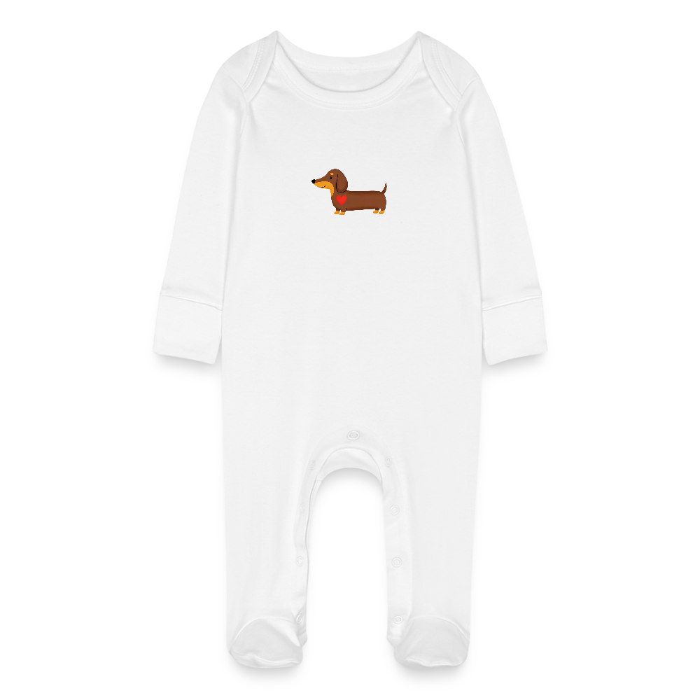 Bio Baby Strampler "Dackel mit Herz" - Weiß