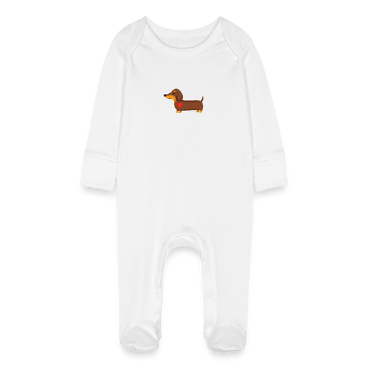 Bio Baby Strampler "Dackel mit Herz" - Weiß