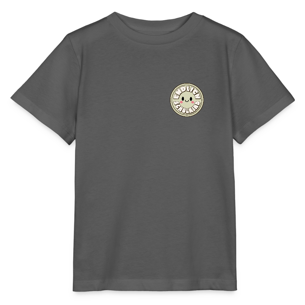 Bio Kinder T-Shirt "Endlich Schulkind Smiley" - Anthrazit