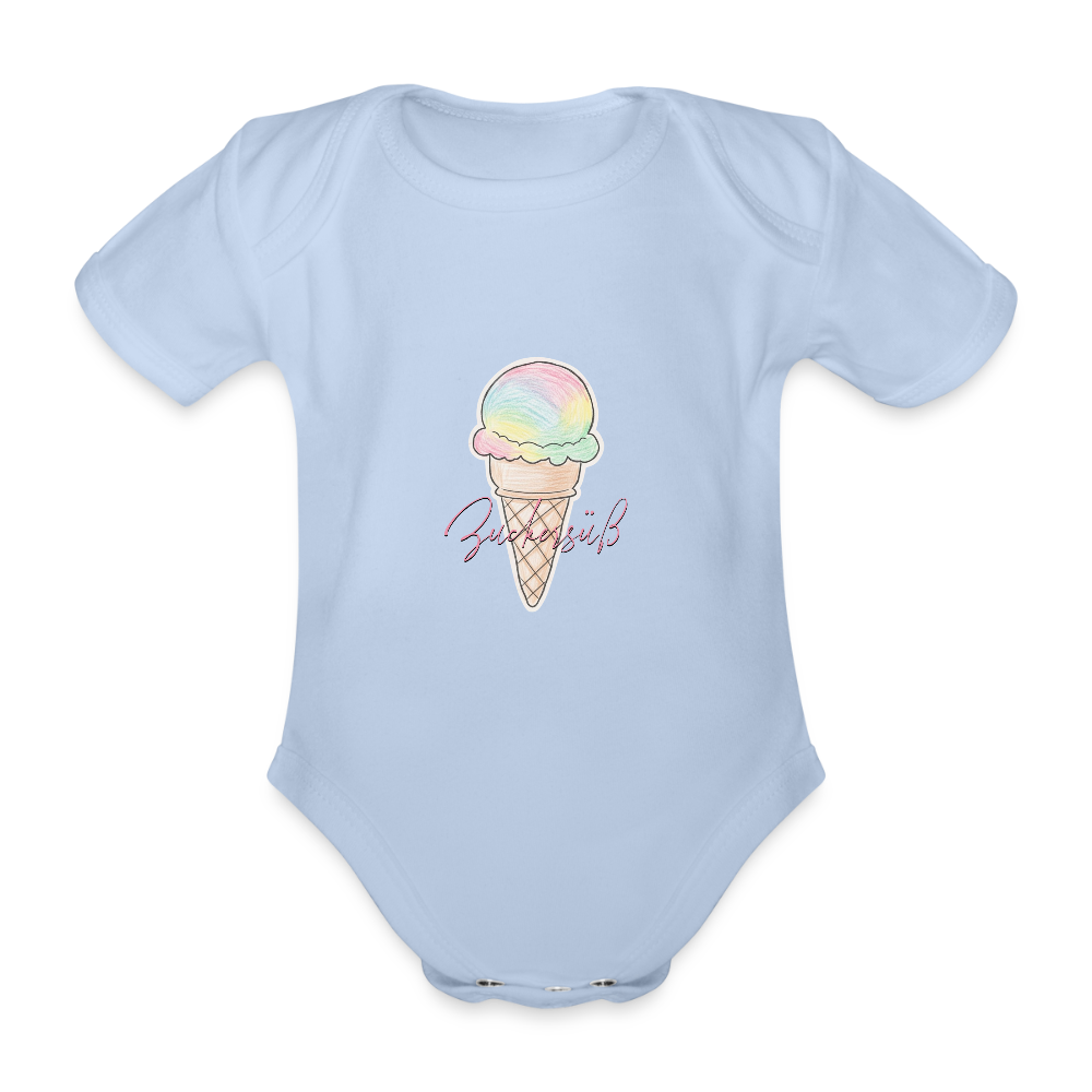 Bio Baby Kurzarm-Body "Zuckersüß" - Sky