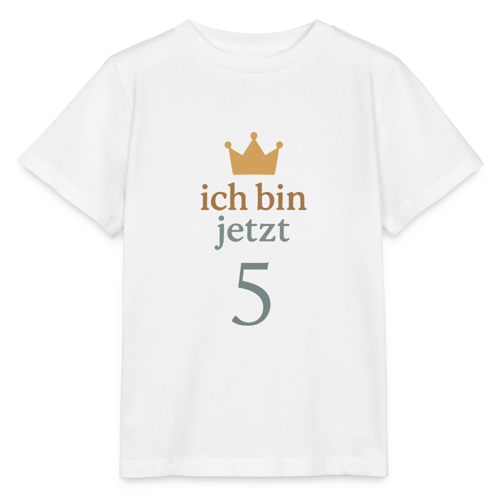 Bio Kinder T-Shirt "ich bin jetzt fünf" - Weiß