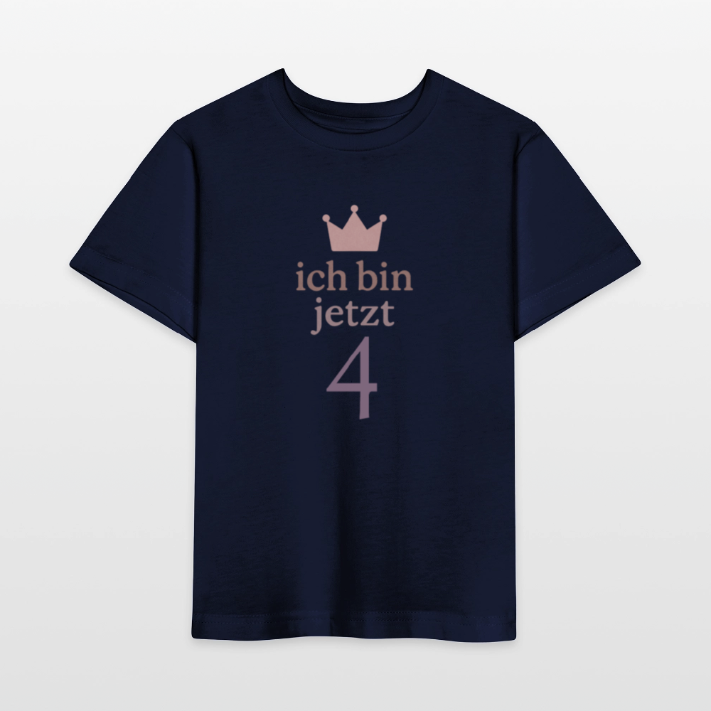 Bio Kinder T-Shirt "ich bin jetzt vier" - Navy