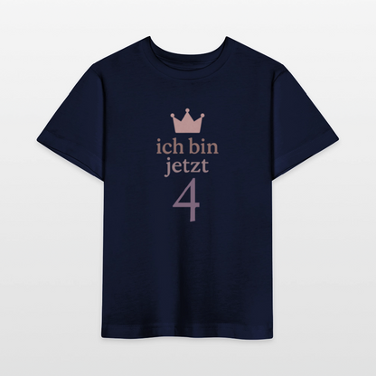 Bio Kinder T-Shirt "ich bin jetzt vier" - Navy
