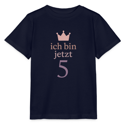 Bio Kinder T-Shirt "ich bin jetzt fünf" - Navy