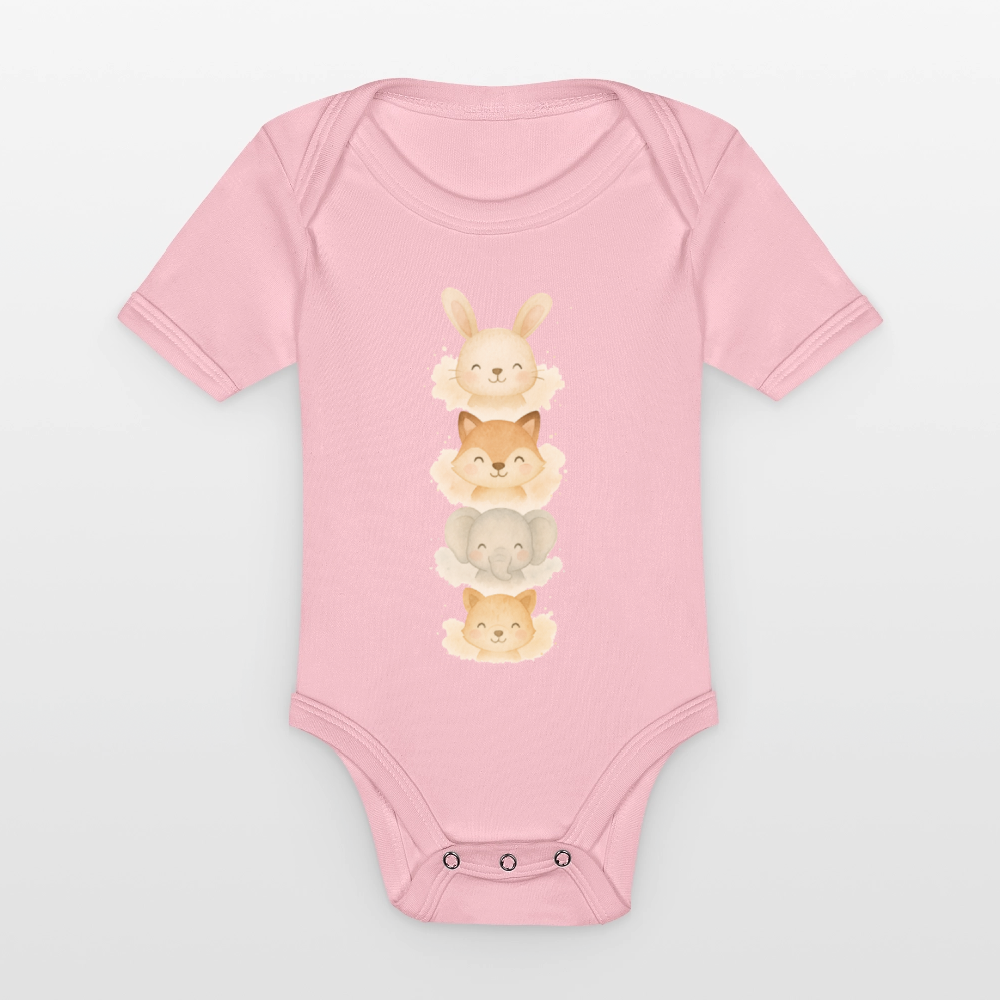Bio Baby Kurzarm-Body "tierisch süß" - Hellrosa