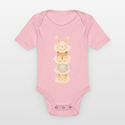 Bio Baby Kurzarm-Body "tierisch süß" - Hellrosa