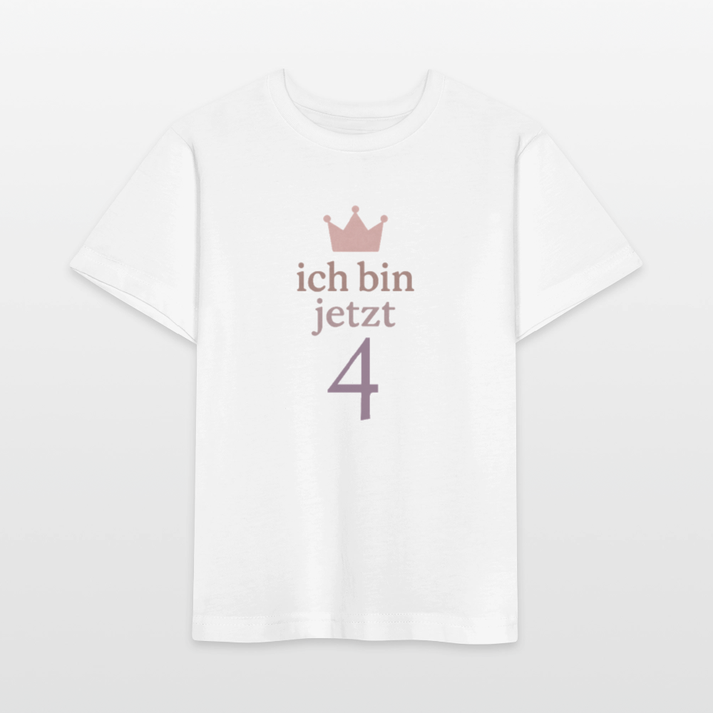 Bio Kinder T-Shirt "ich bin jetzt vier" - Weiß