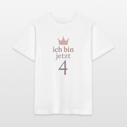 Bio Kinder T-Shirt "ich bin jetzt vier" - Weiß