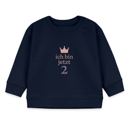 Bio Baby Pullover "ich bin jetzt zwei" - Navy