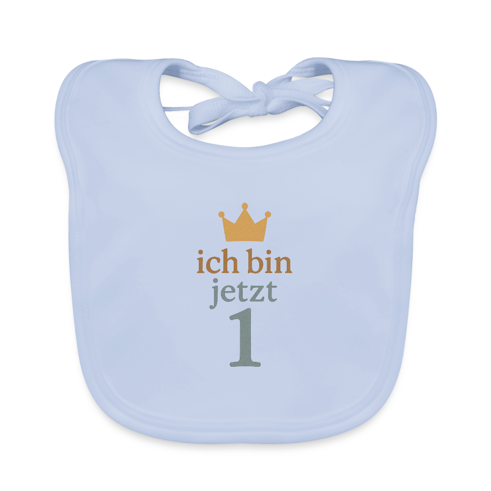 Bio Baby Lätzchen "ich bin jetzt eins" - sky Blue