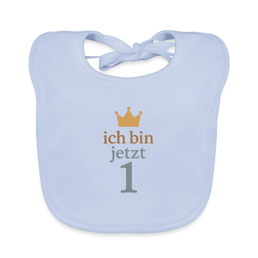 Bio Baby Lätzchen "ich bin jetzt eins" - sky Blue