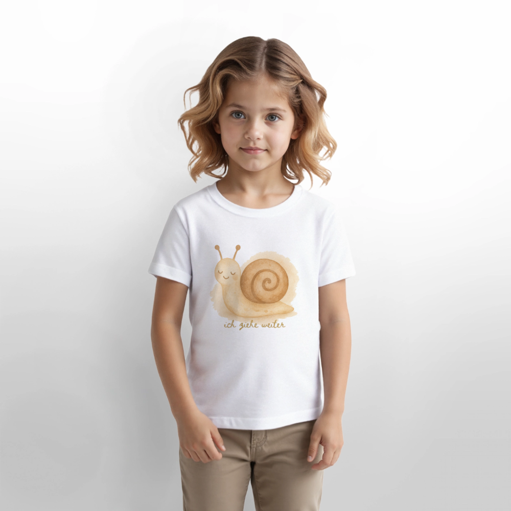 Bio Kinder T-Shirt "ich ziehe weiter" - Weiß