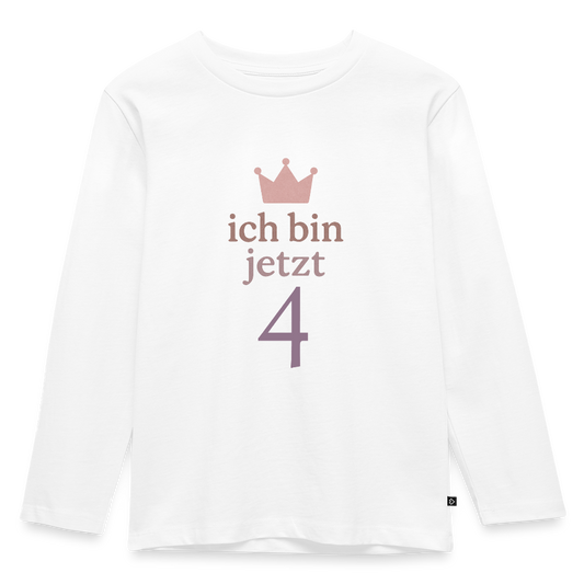 Kinder Langarmshirt "ich bin jetzt vier" - Weiß