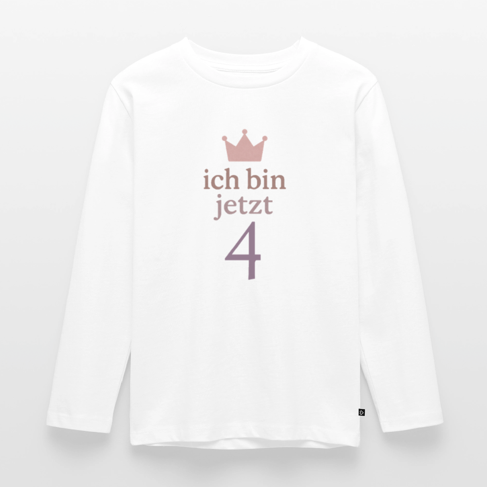 Kinder Langarmshirt "ich bin jetzt vier" - Weiß
