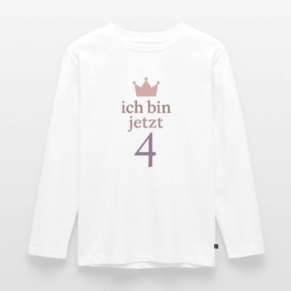 Kinder Langarmshirt "ich bin jetzt vier" - Weiß