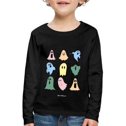 Kinder Langarmshirt "Boo Halloween" - Schwarz