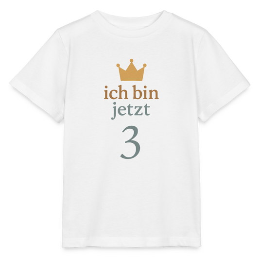 Bio Kinder T-Shirt "ich bin jetzt drei" - Weiß