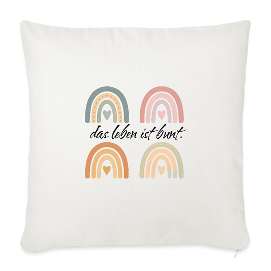 Sofakissen mit Füllung 44 x 44 cm "das Leben ist bunt." - Naturweiß 