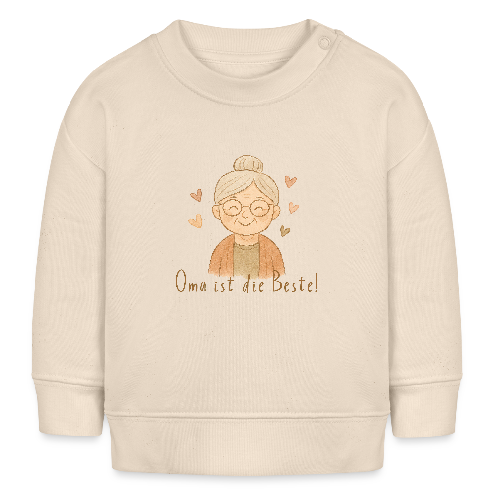 Bio Baby Pullover "Oma ist die Beste" - Weißgrau