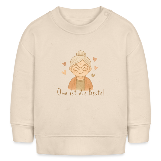 Bio Baby Pullover "Oma ist die Beste" - Weißgrau