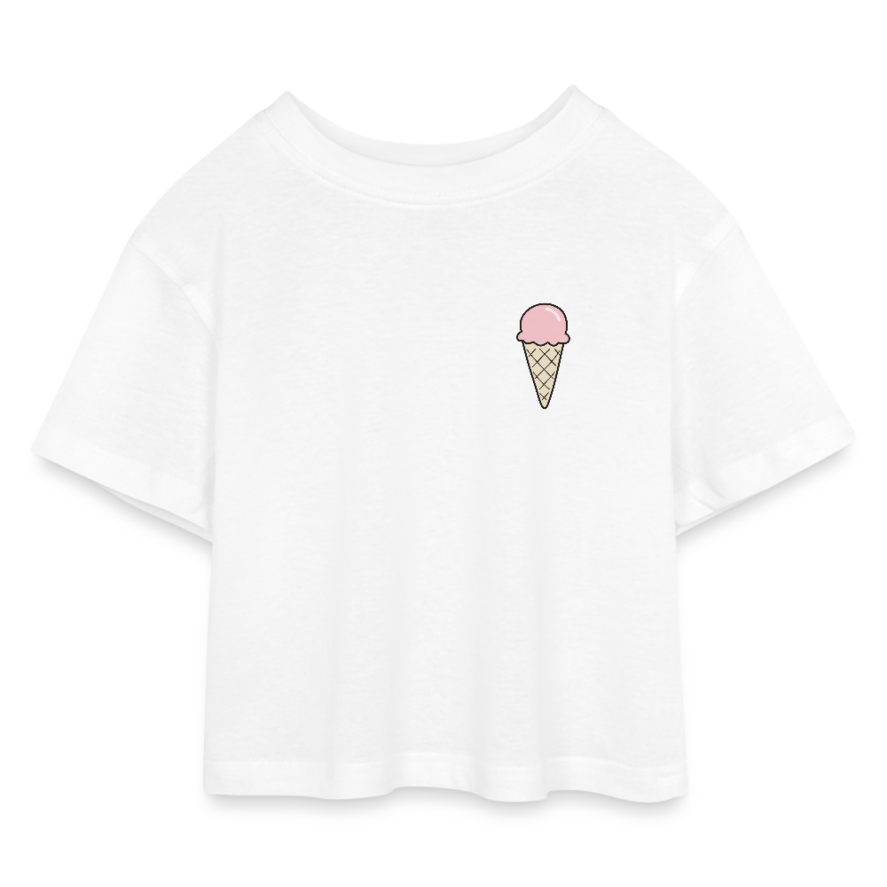 Kinder Cropped T-Shirt "Eiswaffel" - Weiß