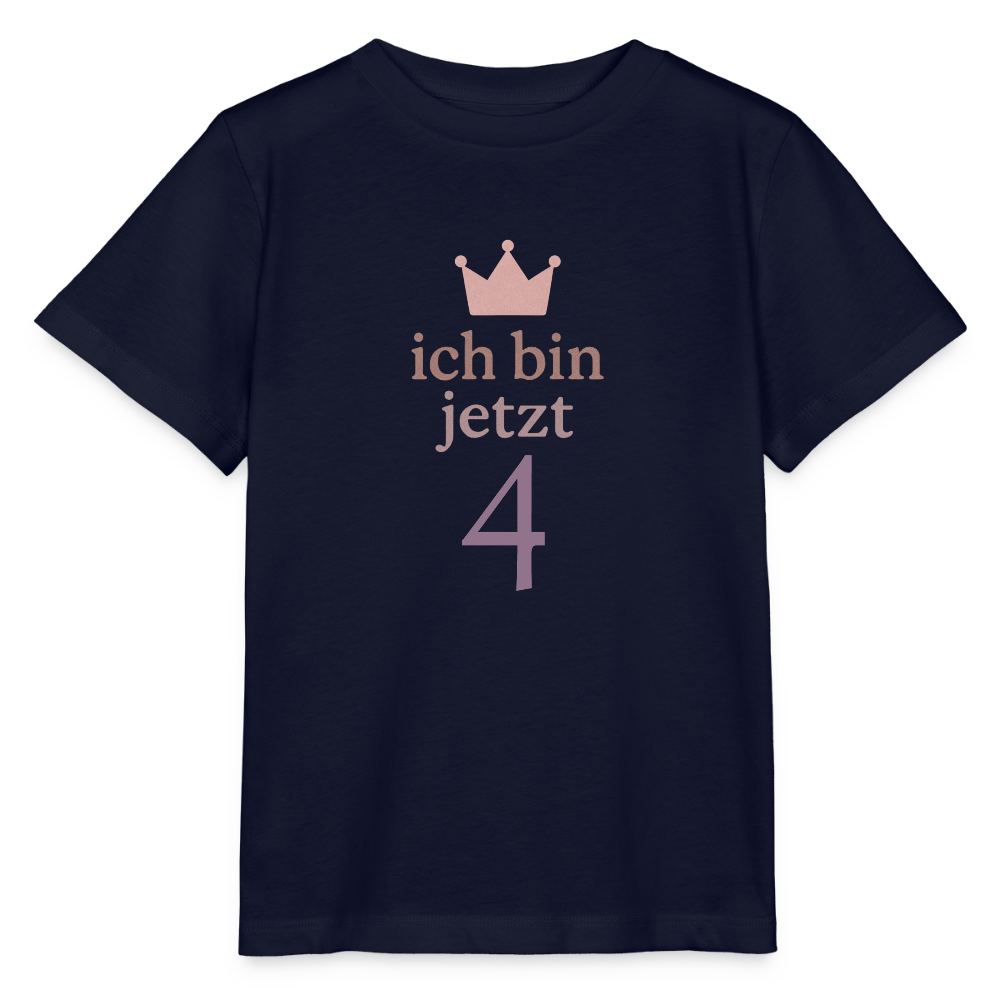 Bio Kinder T-Shirt "ich bin jetzt vier" - Navy
