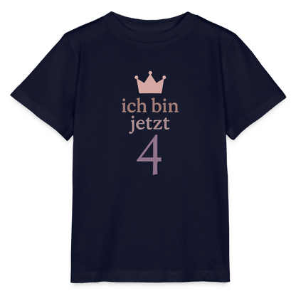 Bio Kinder T-Shirt "ich bin jetzt vier" - Navy