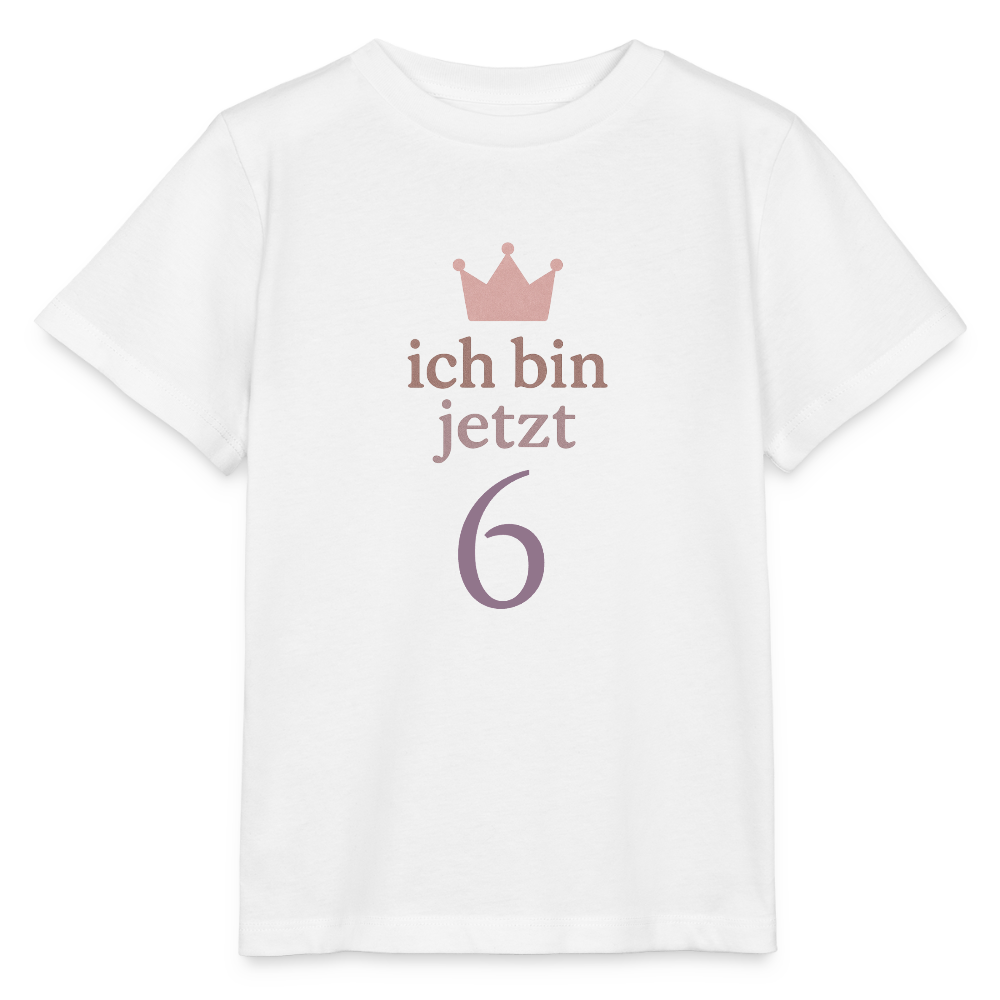Bio Kinder T-Shirt "ich bin jetzt sechs" - Weiß