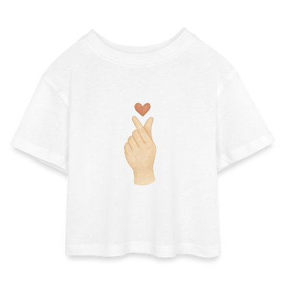 Kinder Cropped T-Shirt "Herz" - Weiß