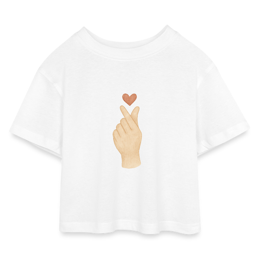 Kinder Cropped T-Shirt "Herz" - Weiß