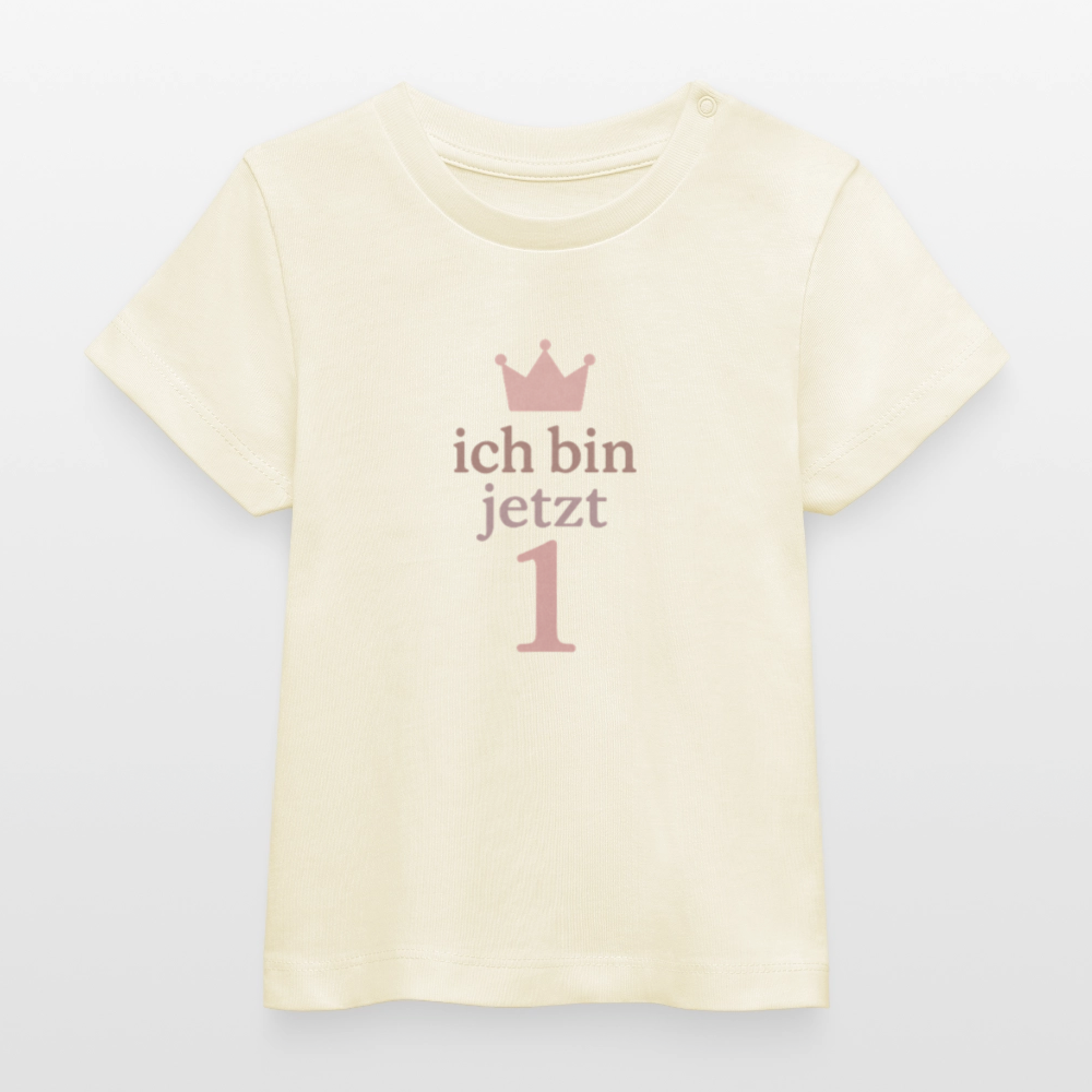 Bio Baby T-Shirt "ich bin jetzt eins" - Weißgrau