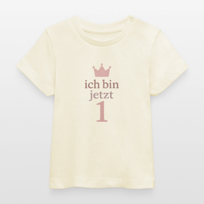 Bio Baby T-Shirt "ich bin jetzt eins" - Weißgrau