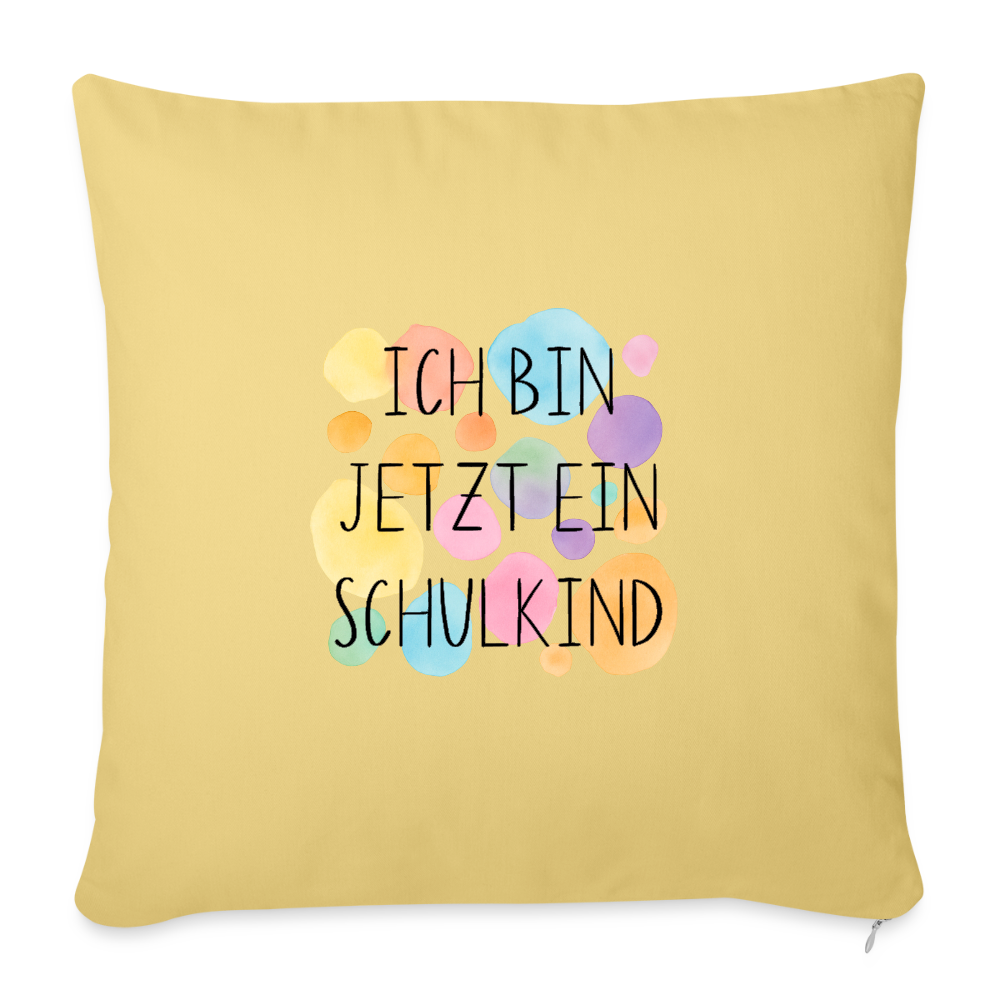 Sofakissen mit Füllung 44 x 44 cm "ich bin jetzt ein Schulkind" - Hellgelb