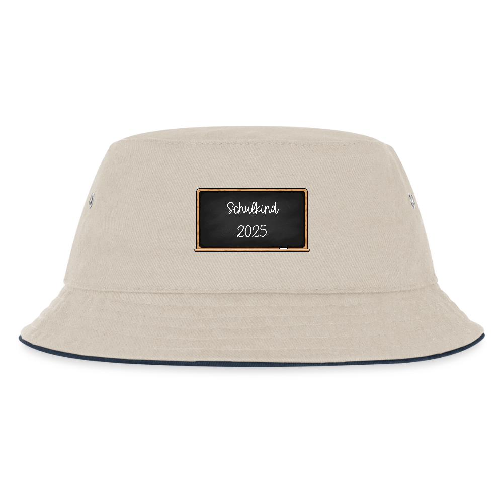Kinder Anglerhut "Schulkind 2025 Tafel" - Natur/Navy