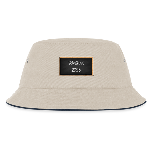 Kinder Anglerhut "Schulkind 2025 Tafel" - Natur/Navy