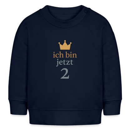 Bio Baby Pullover "ich bin jetzt zwei" - Navy