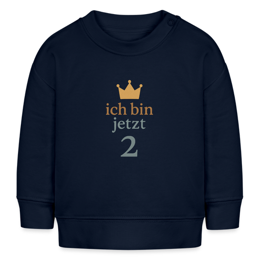 Bio Baby Pullover "ich bin jetzt zwei" - Navy