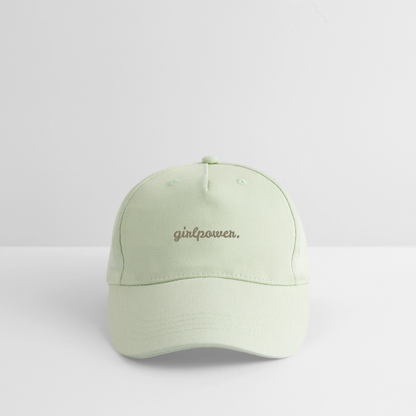 Bio Kinder Kappe "girlpower." - Helles Mintgrün
