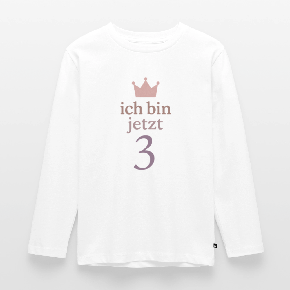 Kinder Langarmshirt "ich bin jetzt drei" - Weiß