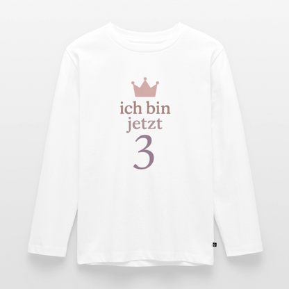 Kinder Langarmshirt "ich bin jetzt drei" - Weiß