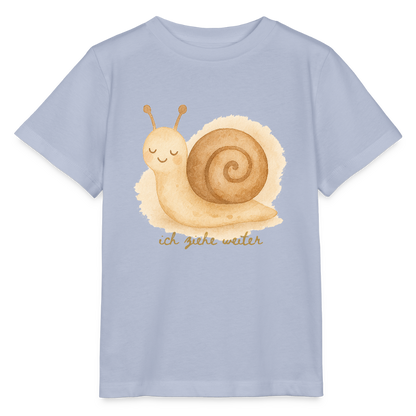 Bio Kinder T-Shirt "ich ziehe weiter" - Lavendel-Violett