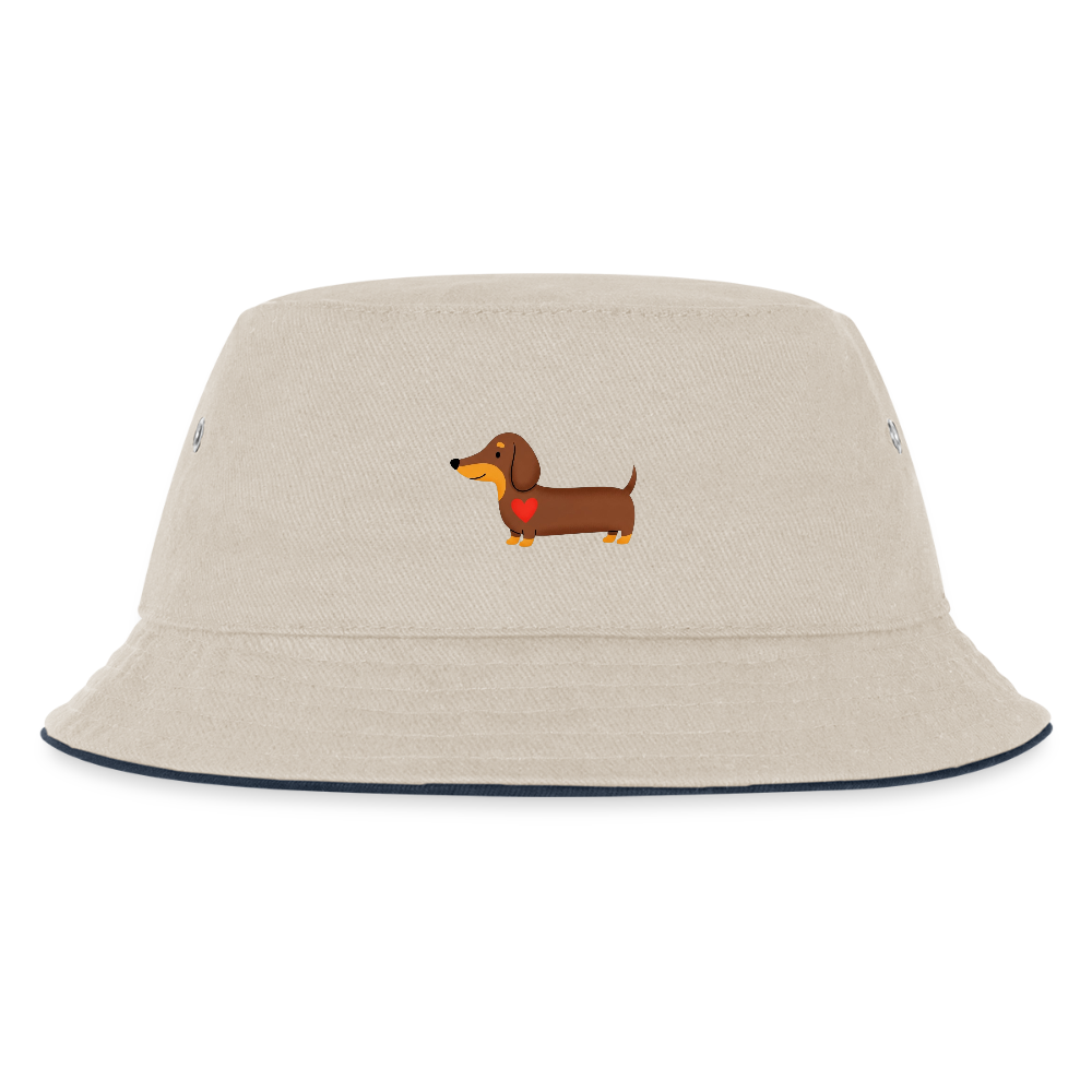 Kinder Anglerhut "Dackel mit Herz" - Natur/Navy