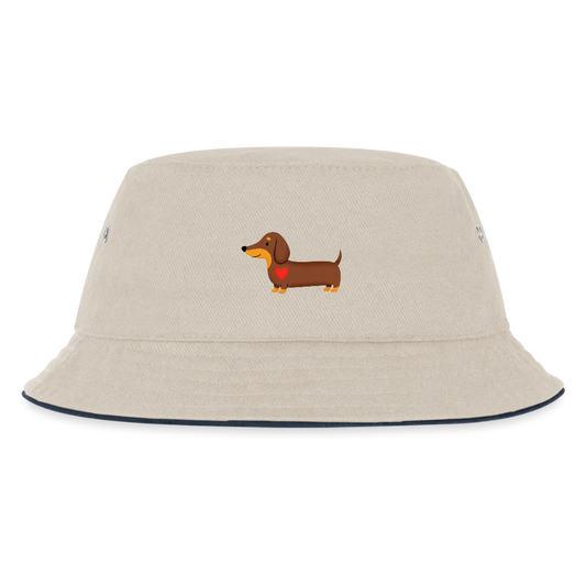 Kinder Anglerhut "Dackel mit Herz" - Natur/Navy